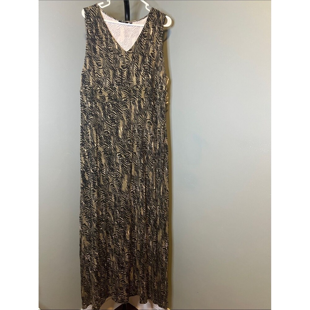 Apt. 9 Black and Green Abstract V-Neck Maxi Dress